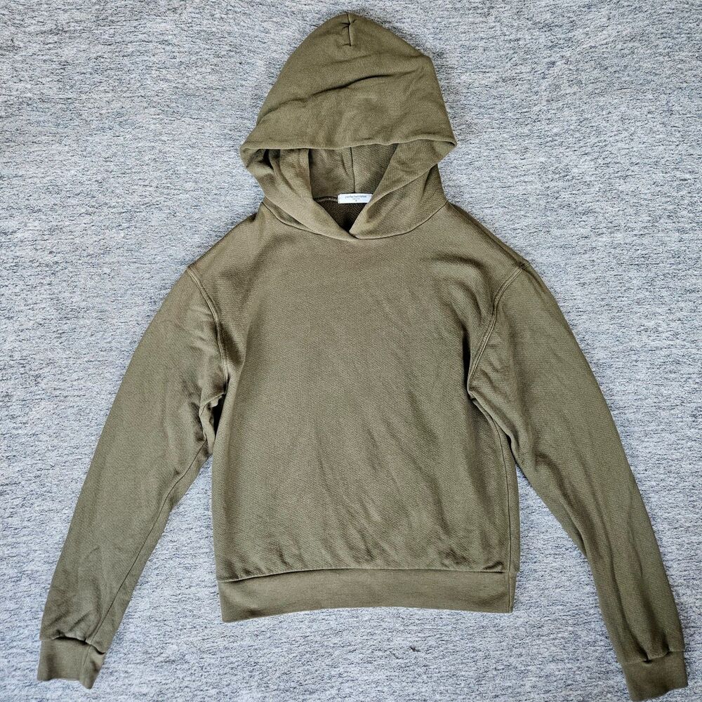 $139 Perfect White Tee Hoodie Sweatshirt 100% Cotton Medium Olive Green USA Made